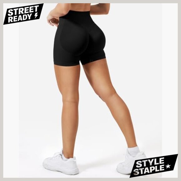 Seamless Workout Shorts 4.5" Inseam Tummy Control Scrunch Butt Lifting - Picture 4 of 6